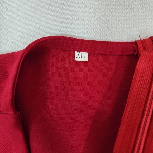 Unbranded Women's Size XL Faux Wrap Romper Dress Red Summer Short-Sleeve - Picture 5 of 6